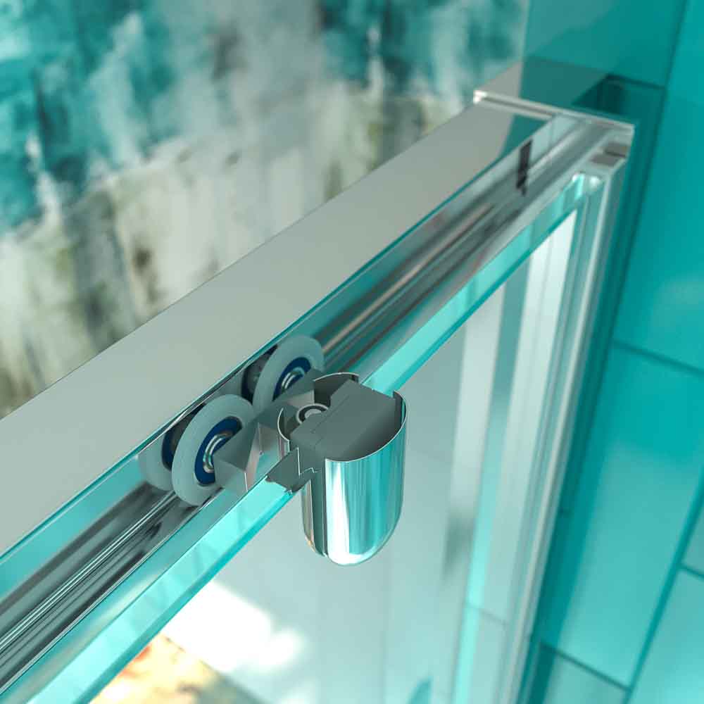 Mampara de bañera FLARE frontal 1 fijo - 1 puerta corredera CROMO BRILLO - Imagen 5