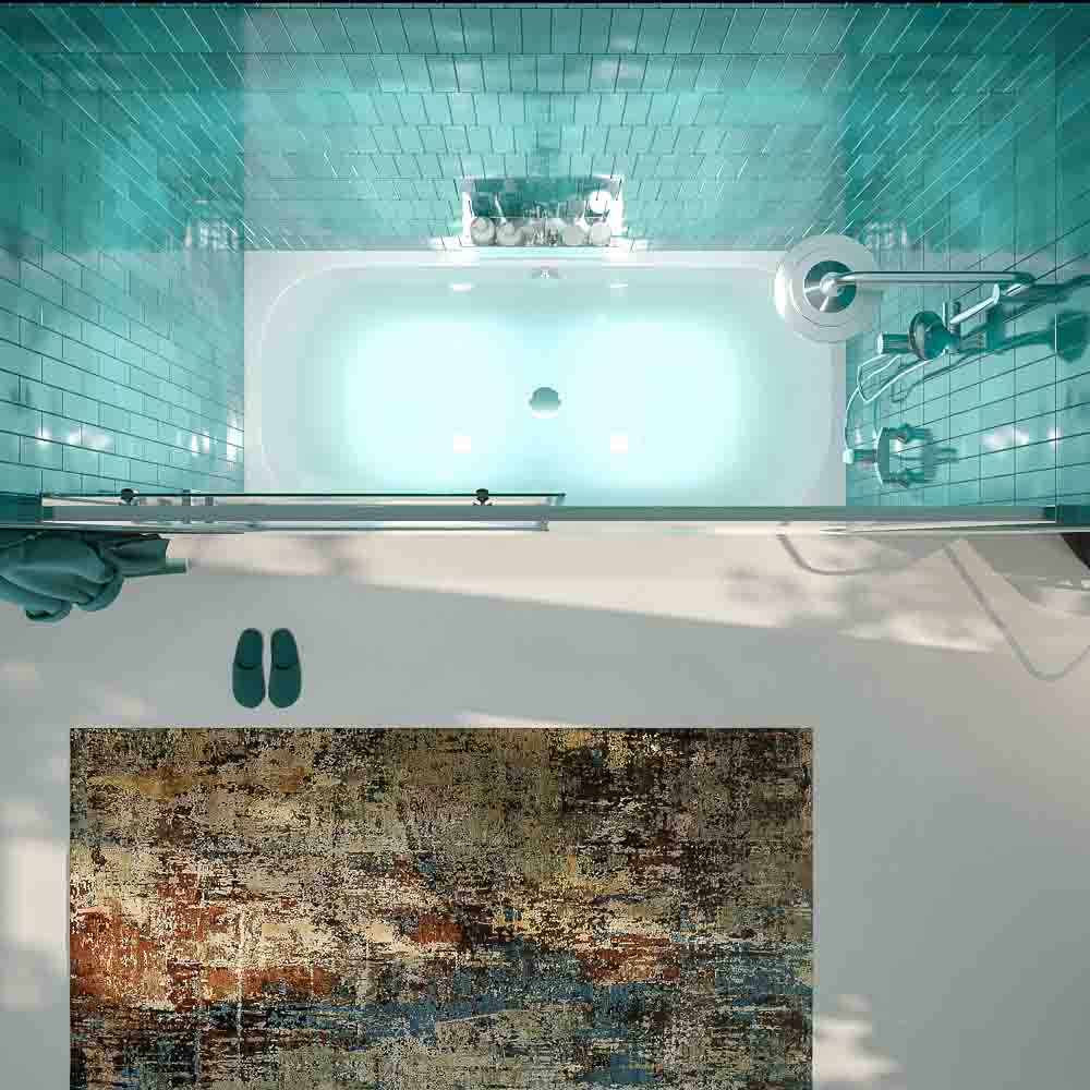 Mampara de bañera FLARE frontal 1 fijo - 1 puerta corredera CROMO BRILLO - Imagen 7