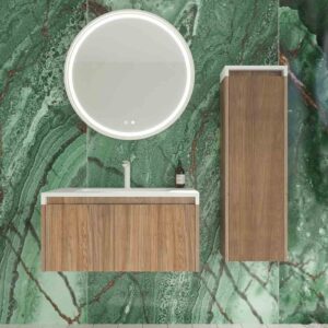 Mueble de baño BINARIO suspendido 1 cajón acabado ROBLE OSCURO