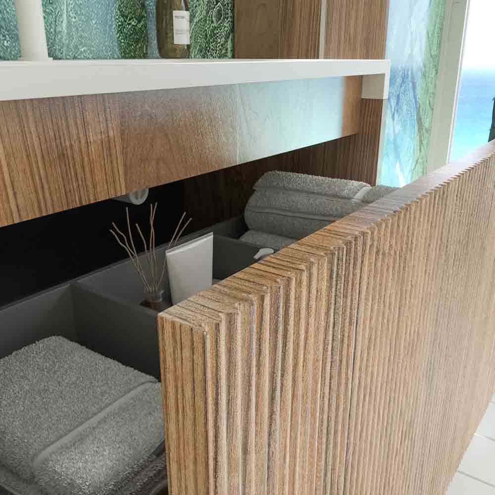 Mueble de baño BINARIO suspendido 1 cajón acabado ROBLE OSCURO - Imagen 3