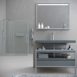 Mueble de baño INDEX estructura con patas 1 cajón lavabo suspendido GRIS CEMENTO - GRAFITO