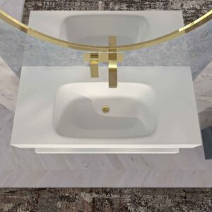 Lavabo suspendido LIDO un seno centrado SOLID SURFACE  Blanco