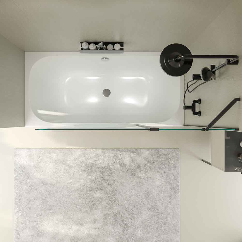 Mampara de bañera OPEN 1 fijo - 1 hoja abatible 125 cm NEGRO MATE - Imagen 2