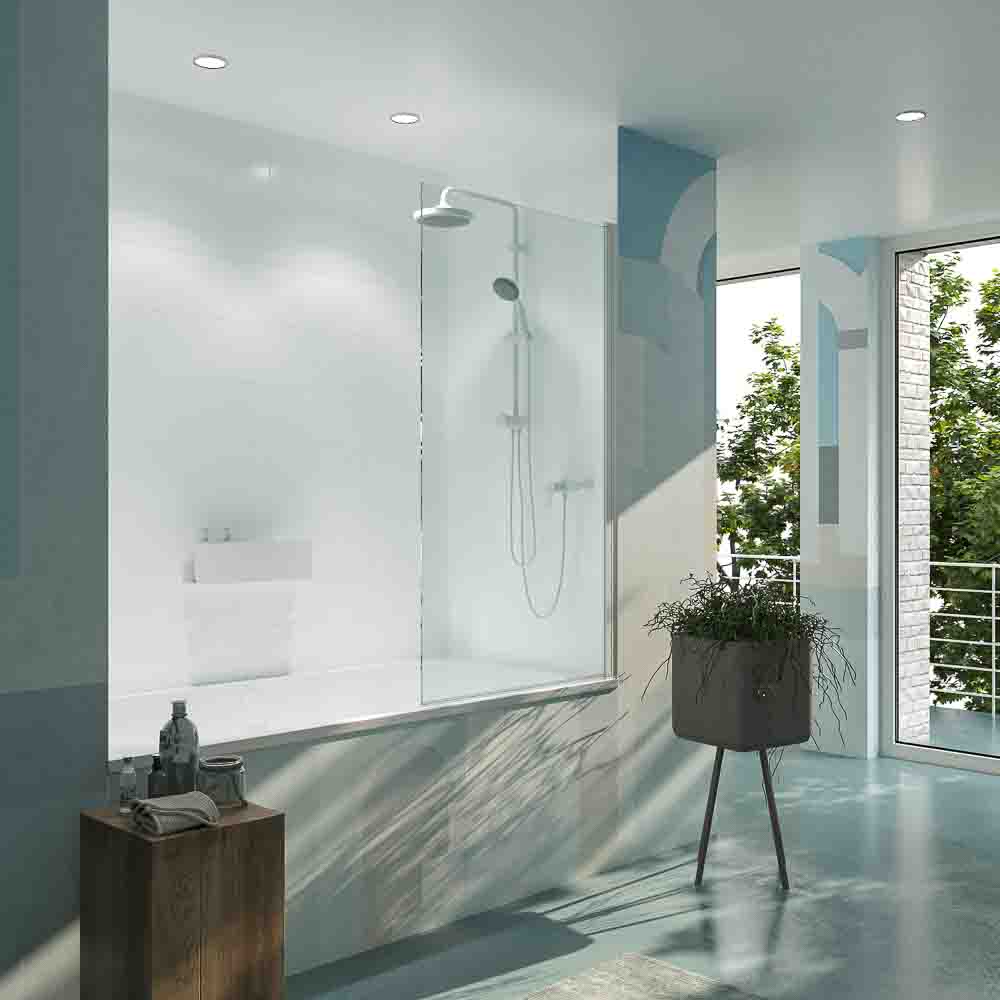 Mampara de bañera OPEN 1 hoja abatible 85 cm BLANCO MATE