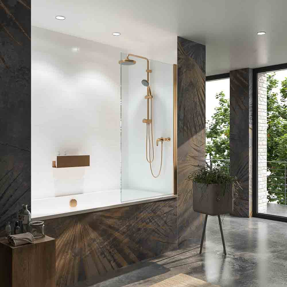 Mampara de bañera OPEN 1 hoja abatible 85 cm COBRE MATE