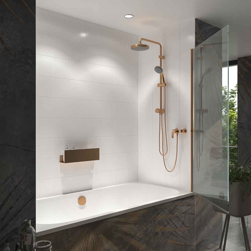 Mampara de bañera OPEN 1 hoja abatible 85 cm COBRE MATE - Imagen 4