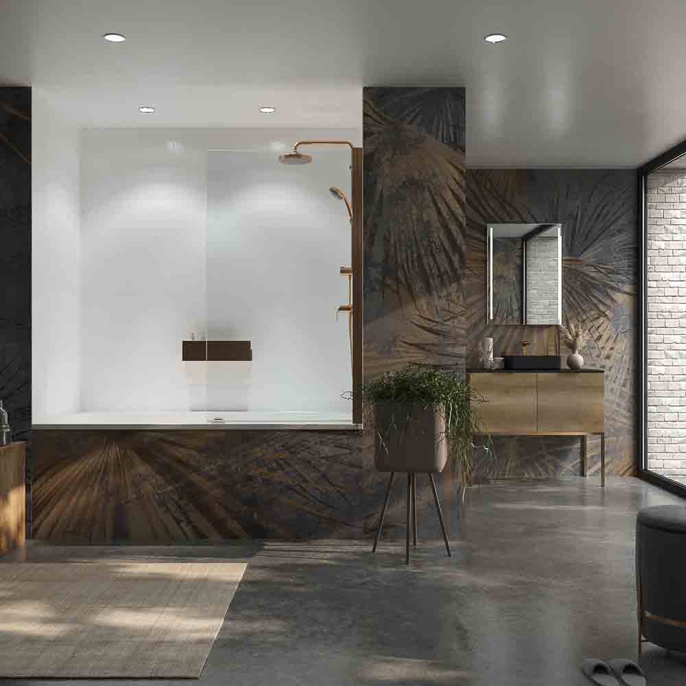 Mampara de bañera OPEN 1 hoja abatible 85 cm COBRE MATE - Imagen 2