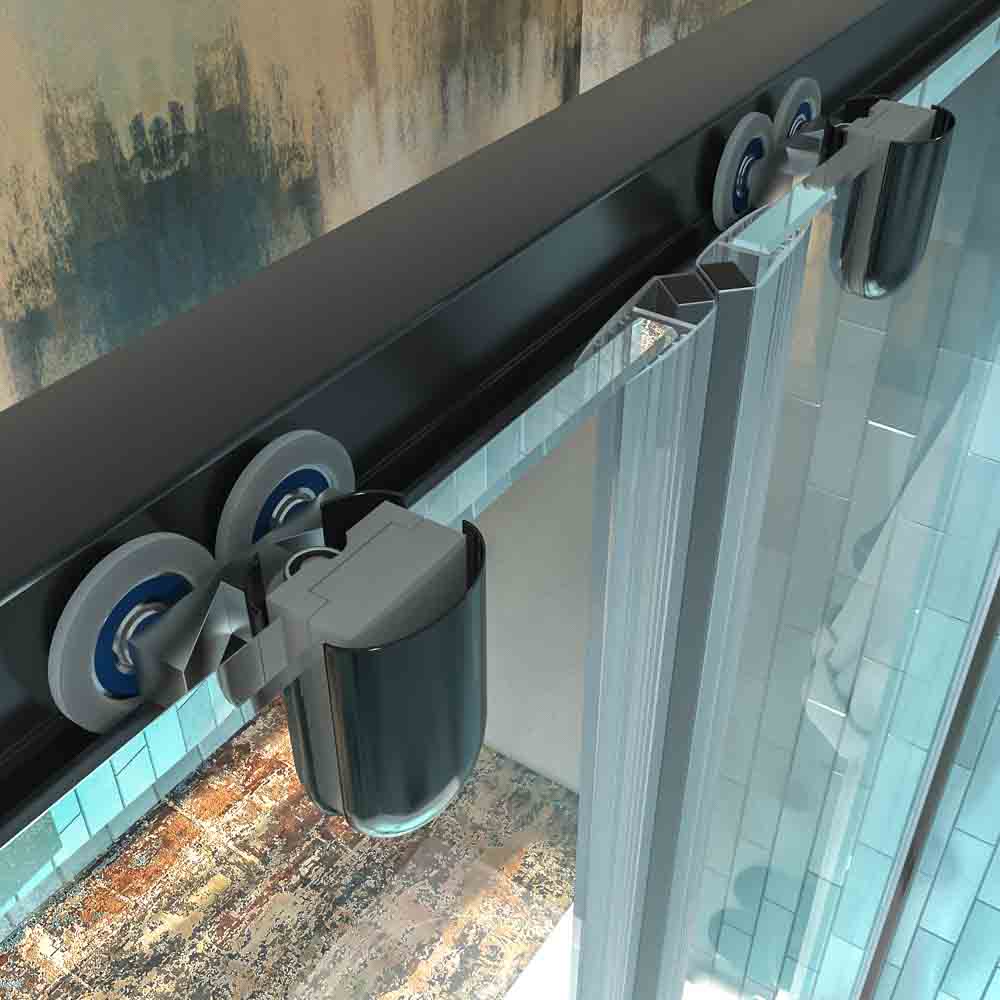 Mampara de bañera FLARE frontal 2 fijos - 2 puertas correderas NEGRO MATE - Imagen 4