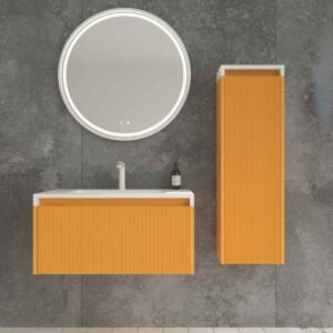 Mueble de baño BINARIO suspendido 1 cajón acabado AMARILLO AZAFRAN