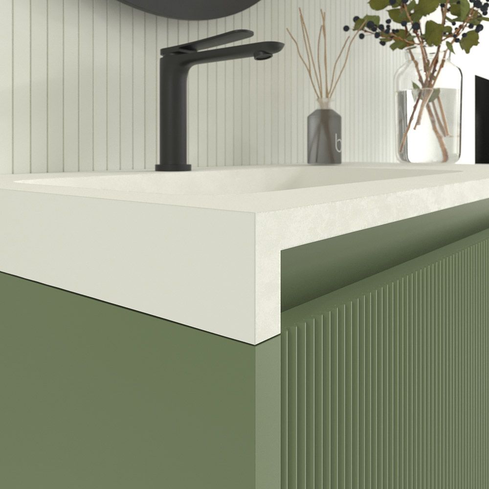 Mueble de baño BINARIO suspendido 2 cajones acabado VERDE RESEDA - Imagen 3