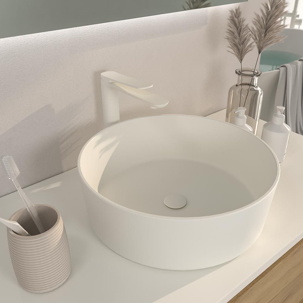 Mueble de baño suspendido 2 cajones CARMEN con tapa lavabo SOLID SURFACE Osiris - Imagen 5