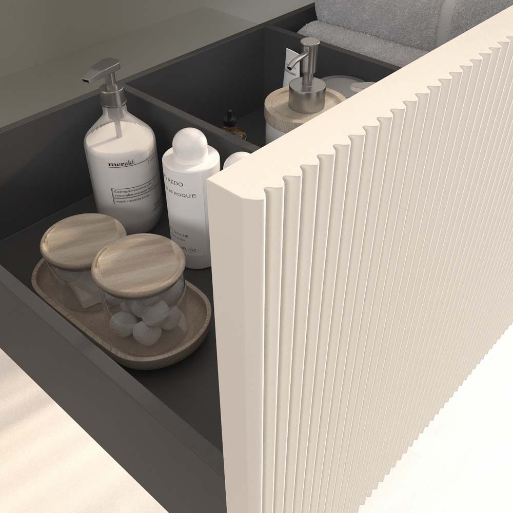 Mueble de baño BINARIO suspendido 1 cajón acabado BLANCO - Imagen 4