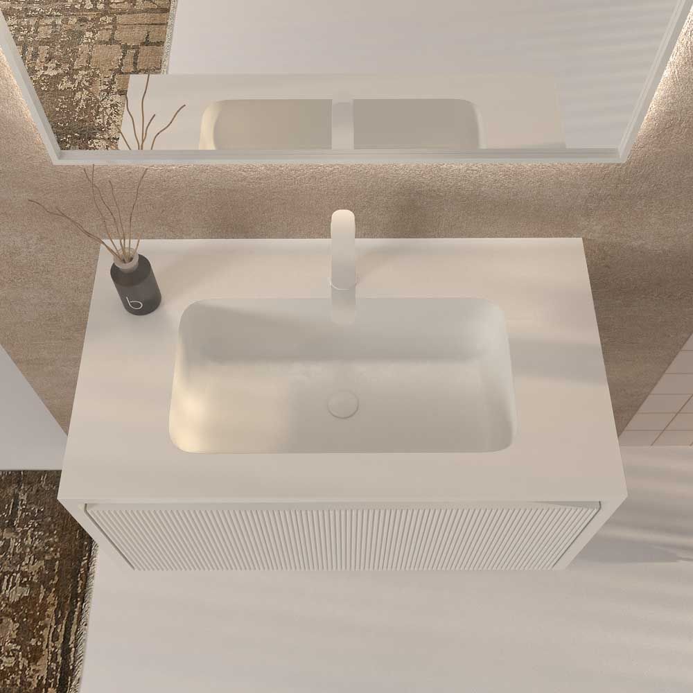 Mueble de baño BINARIO suspendido 1 cajón acabado BLANCO - Imagen 2