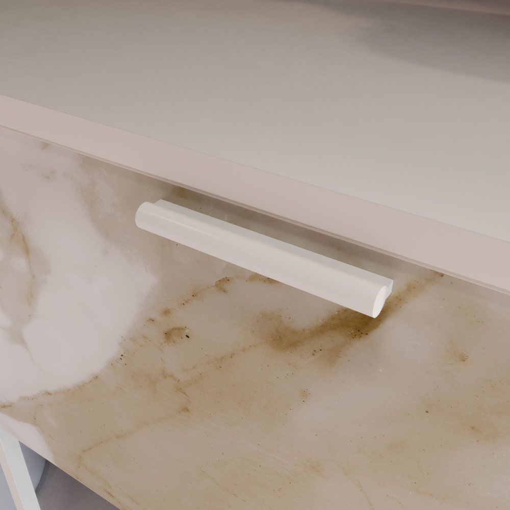 Mueble de baño GRATE con patas 2 cajones acabado mármol CALACATTA GOLD con tapa y lavabo SOLID SURFACE Fogo - Imagen 8