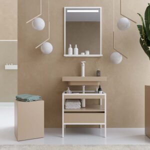 Mueble de baño INDEX estructura con patas 1 cajón lavabo suspendido MOKA-BLANCO