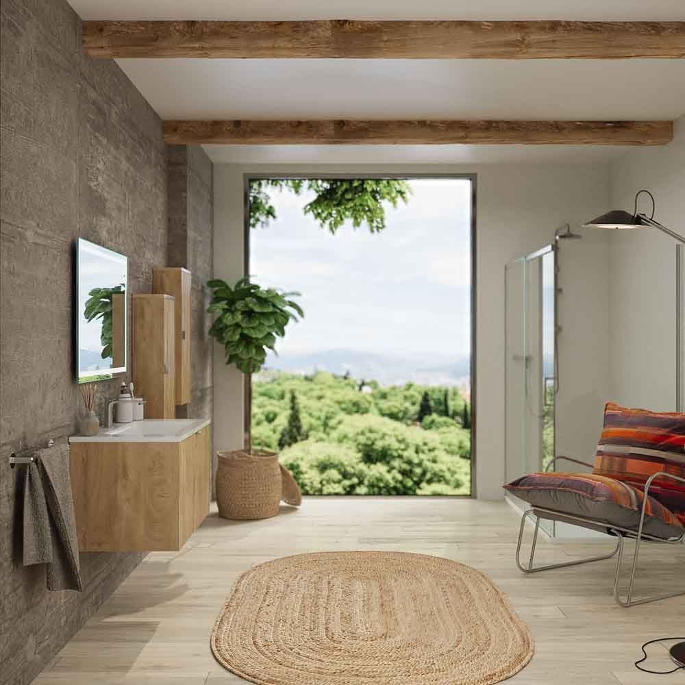 Mueble de baño MILO suspendido 1 cajón acabado ROBLE TEXAS - Imagen 4