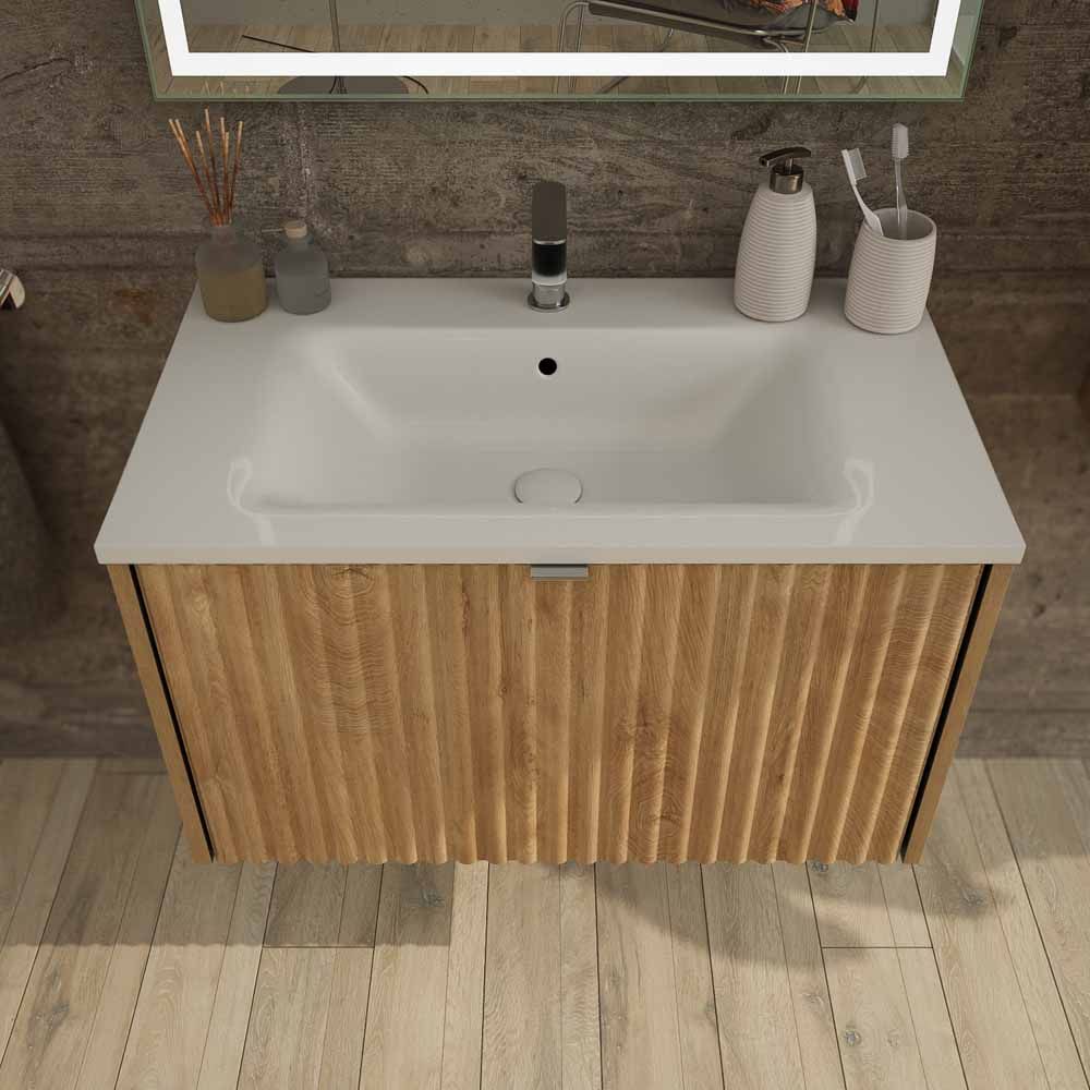 Mueble de baño MILO suspendido 1 cajón acabado ROBLE TEXAS - Imagen 2