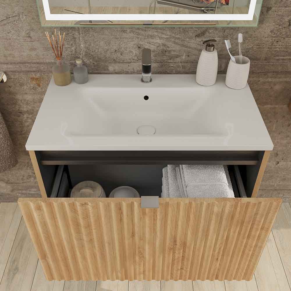 Mueble de baño MILO suspendido 1 cajón acabado ROBLE TEXAS - Imagen 7
