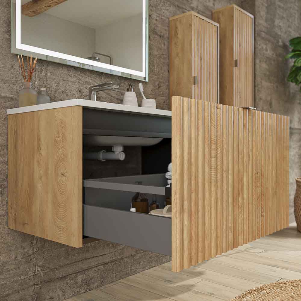 Mueble de baño MILO suspendido 1 cajón acabado ROBLE TEXAS - Imagen 5