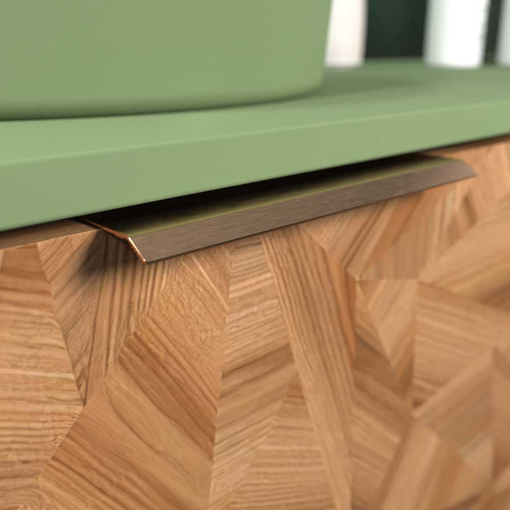 Mueble de baño OPERA con patas 2 puertas con encimera SOLID SURFACE 1 seno RAIZ OLMO - Imagen 6