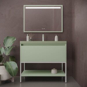 Mueble de baño ELEN con patas 1 cajón - 1 balda inferior VERDE BLANQUECINO
