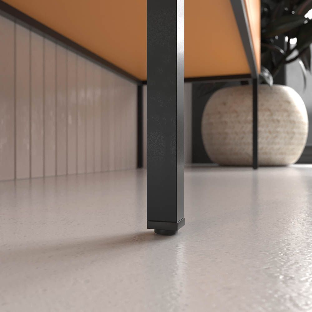 Mueble de baño con patas 2 cajones - 2 puertas SMILE con lavabo Solid Surface 2 senos AMARILLO AZAFRAN - Imagen 6