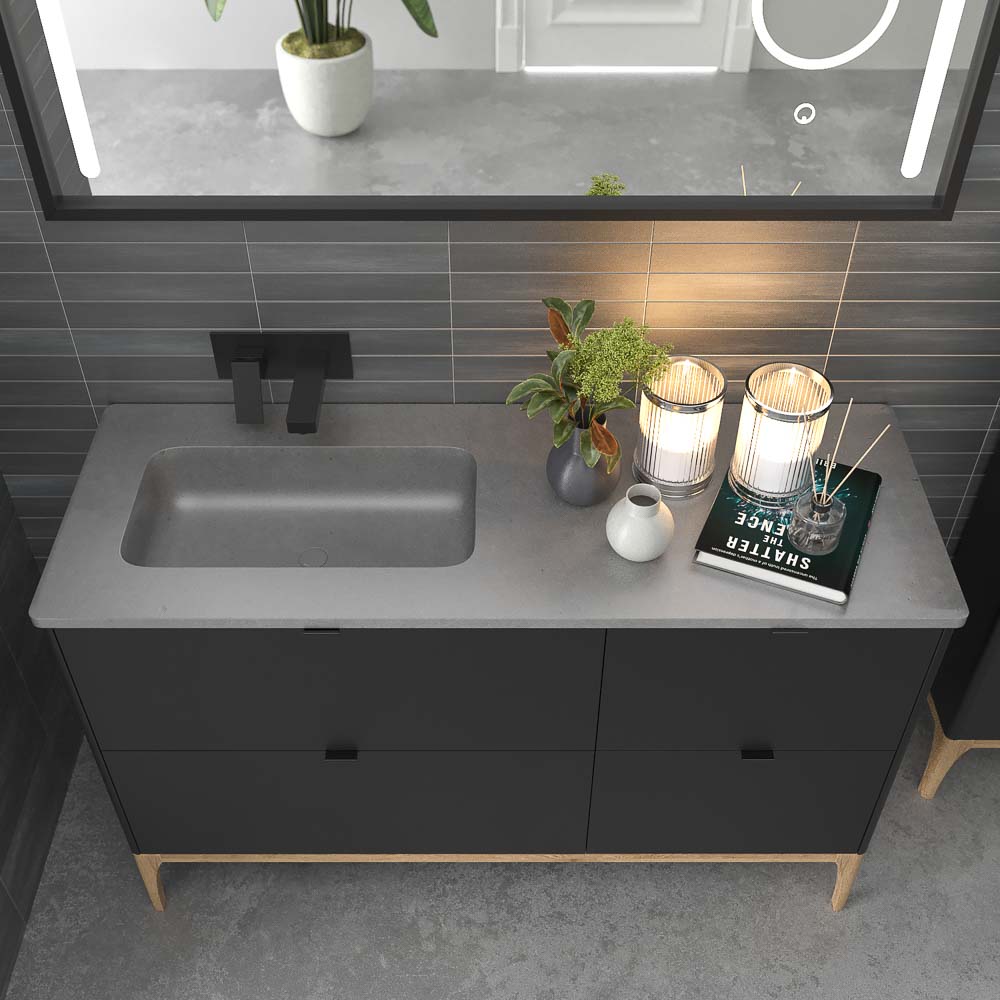 Mueble de baño VICENT con patas 4 cajones encimera Solid Surface 1 seno - Imagen 6