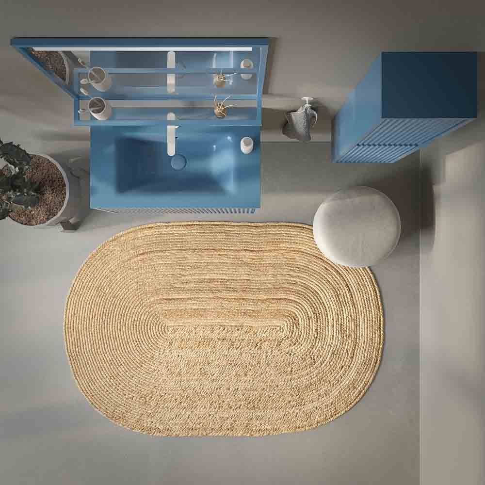 Mueble de baño suspendido 2 cajones MILIA con lavabo Solid Surface AZUL LEJANIA - Imagen 8