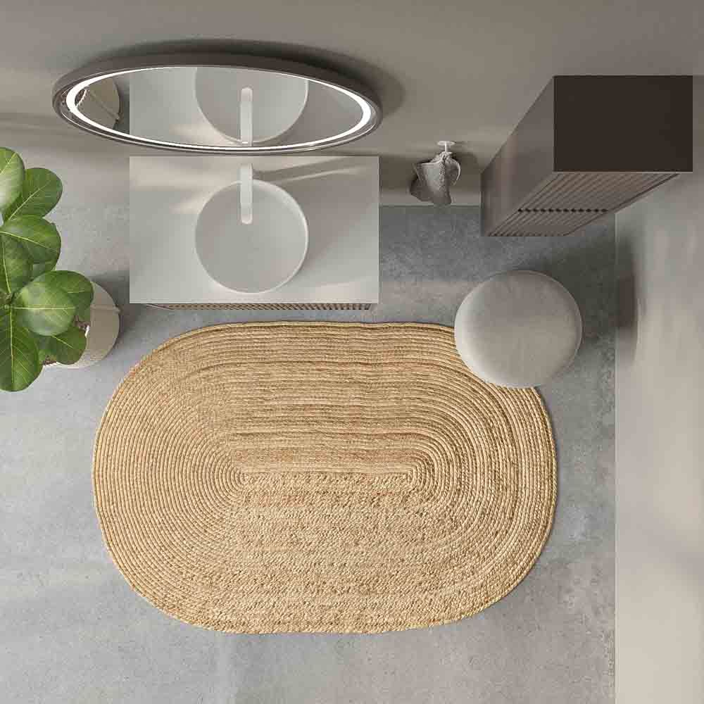 Mueble de baño suspendido 2 cajones MILIA con lavabo Solid Surface MARRON - Imagen 7