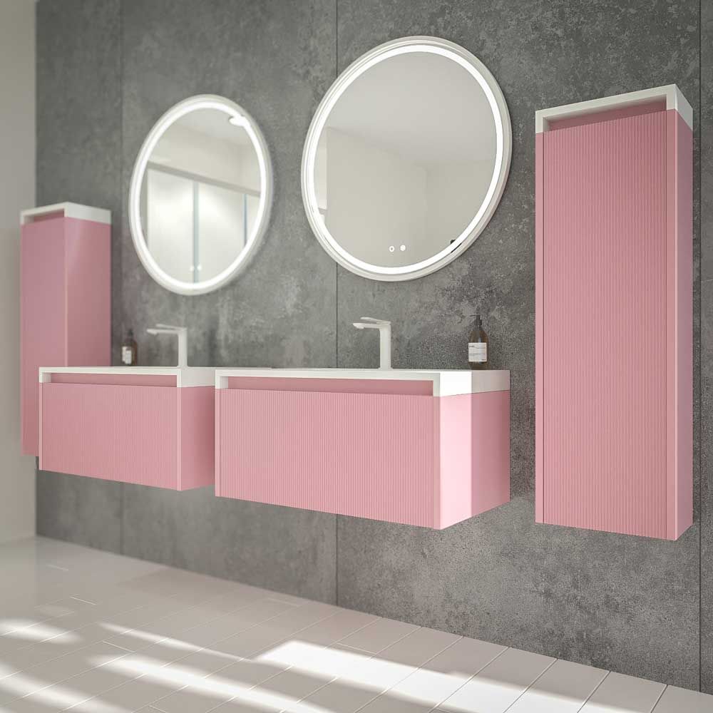 Mueble de baño BINARIO suspendido 1 cajón acabado ROSA PALO - Imagen 6
