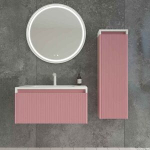 Mueble de baño BINARIO suspendido 1 cajón acabado ROSA PALO