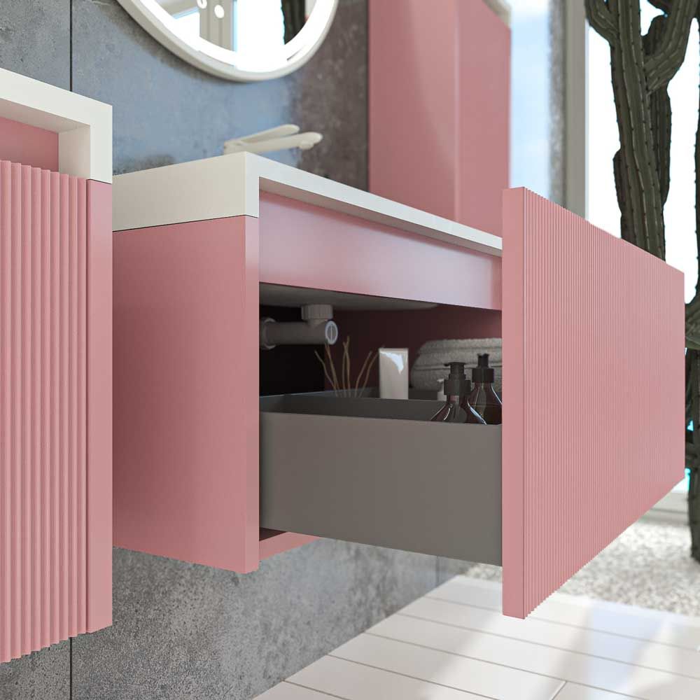 Mueble de baño BINARIO suspendido 1 cajón acabado ROSA PALO - Imagen 3