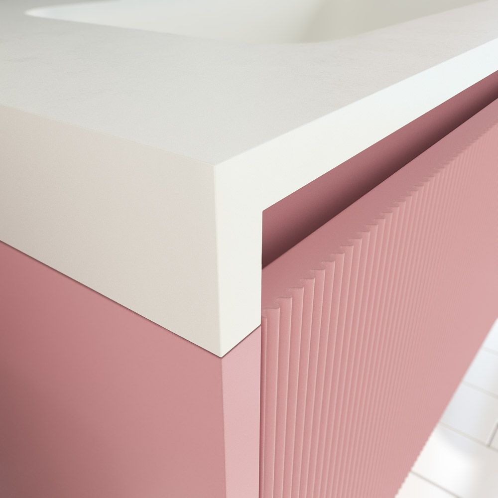 Mueble de baño BINARIO suspendido 1 cajón acabado ROSA PALO - Imagen 2