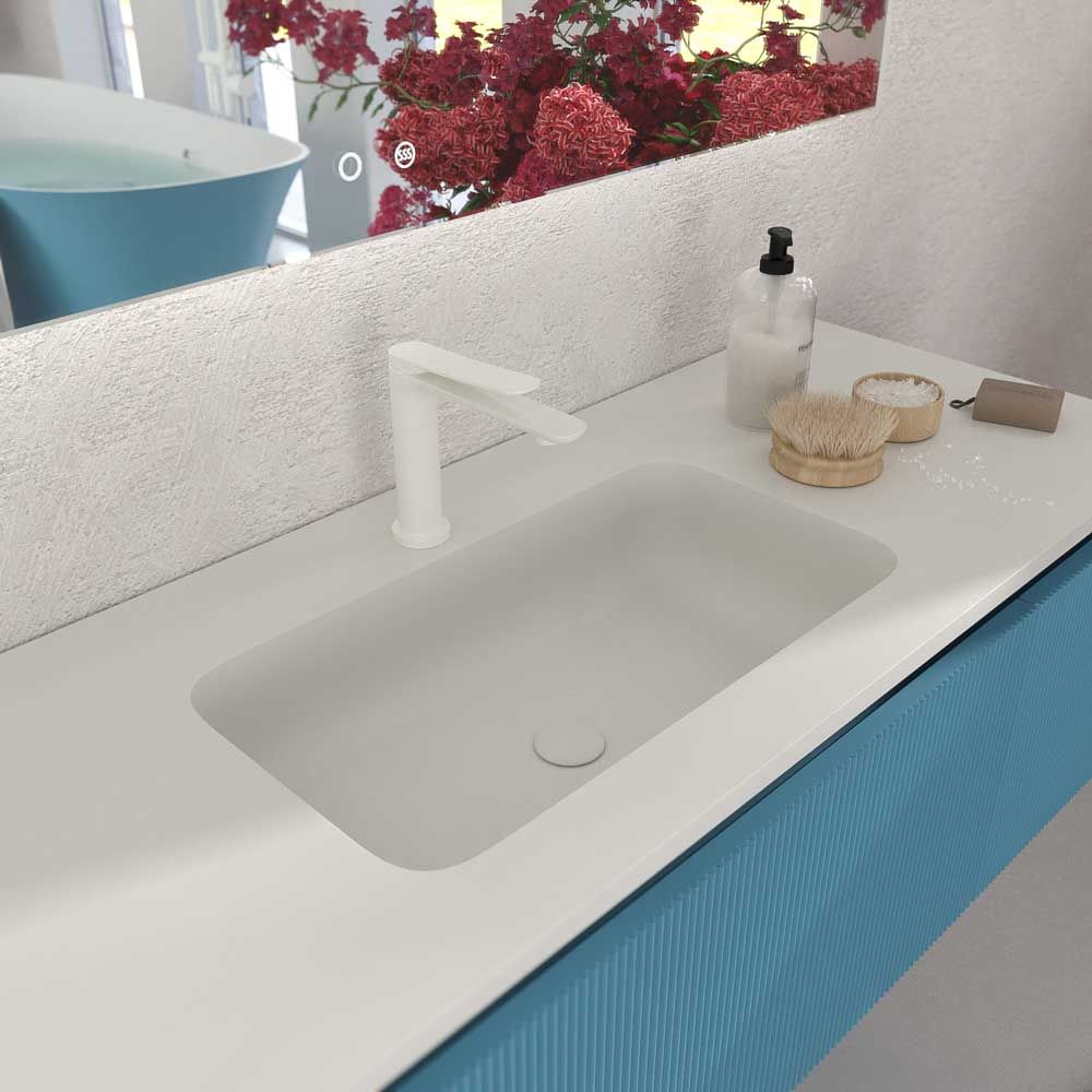 Mueble de baño BINARIO suspendido 3 cajones acabado AZUL OCEAN - Imagen 2