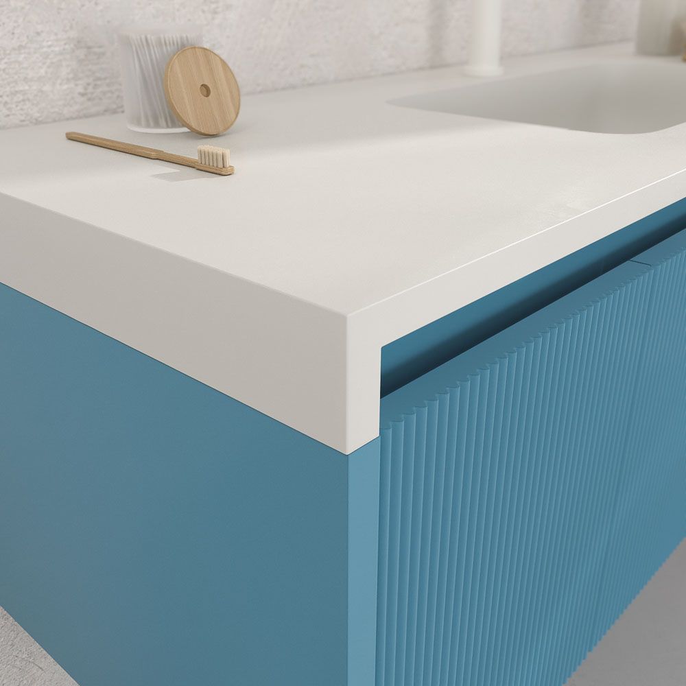 Mueble de baño BINARIO suspendido 3 cajones acabado AZUL OCEAN - Imagen 5