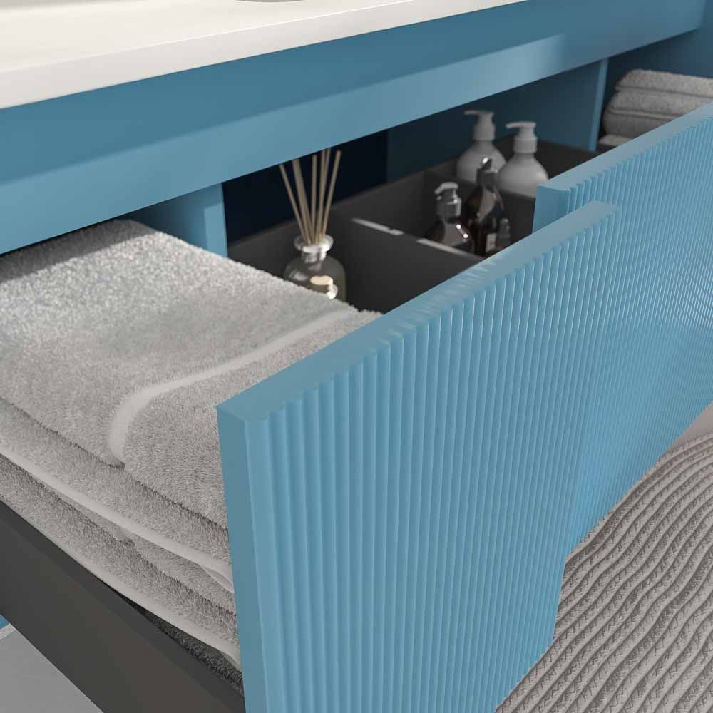Mueble de baño BINARIO suspendido 3 cajones acabado AZUL OCEAN - Imagen 6