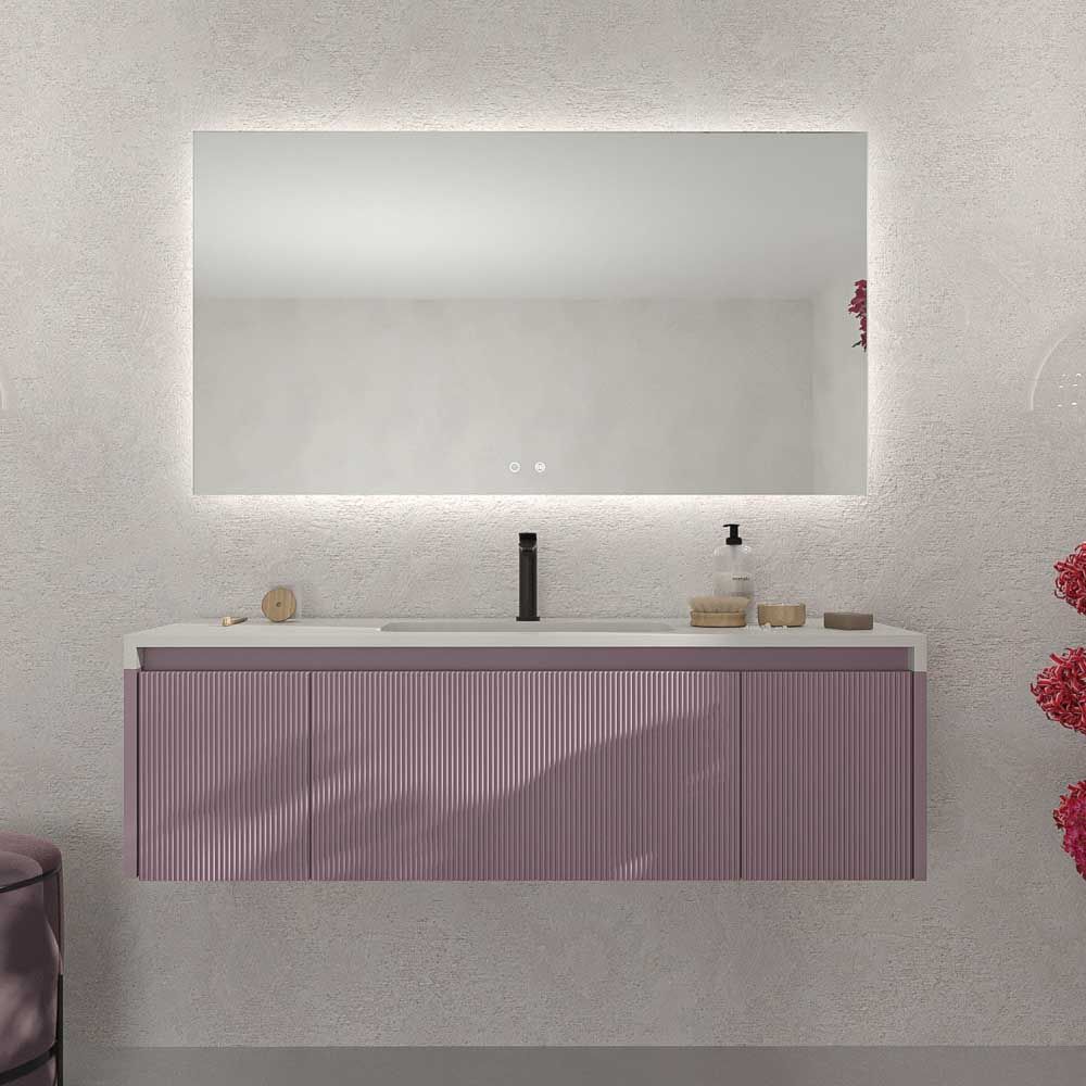 Mueble de baño BINARIO suspendido 3 cajones acabado VIOLETA - Imagen 7