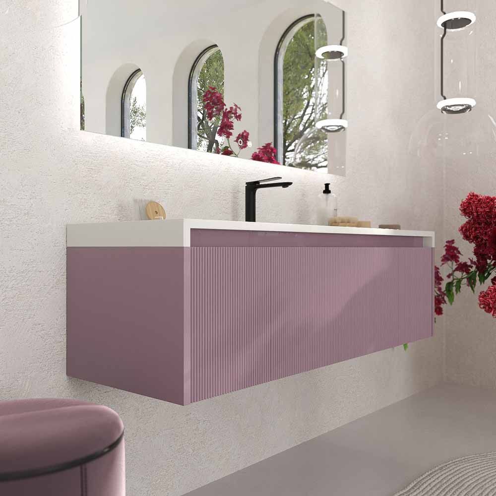 Mueble de baño BINARIO suspendido 3 cajones acabado VIOLETA