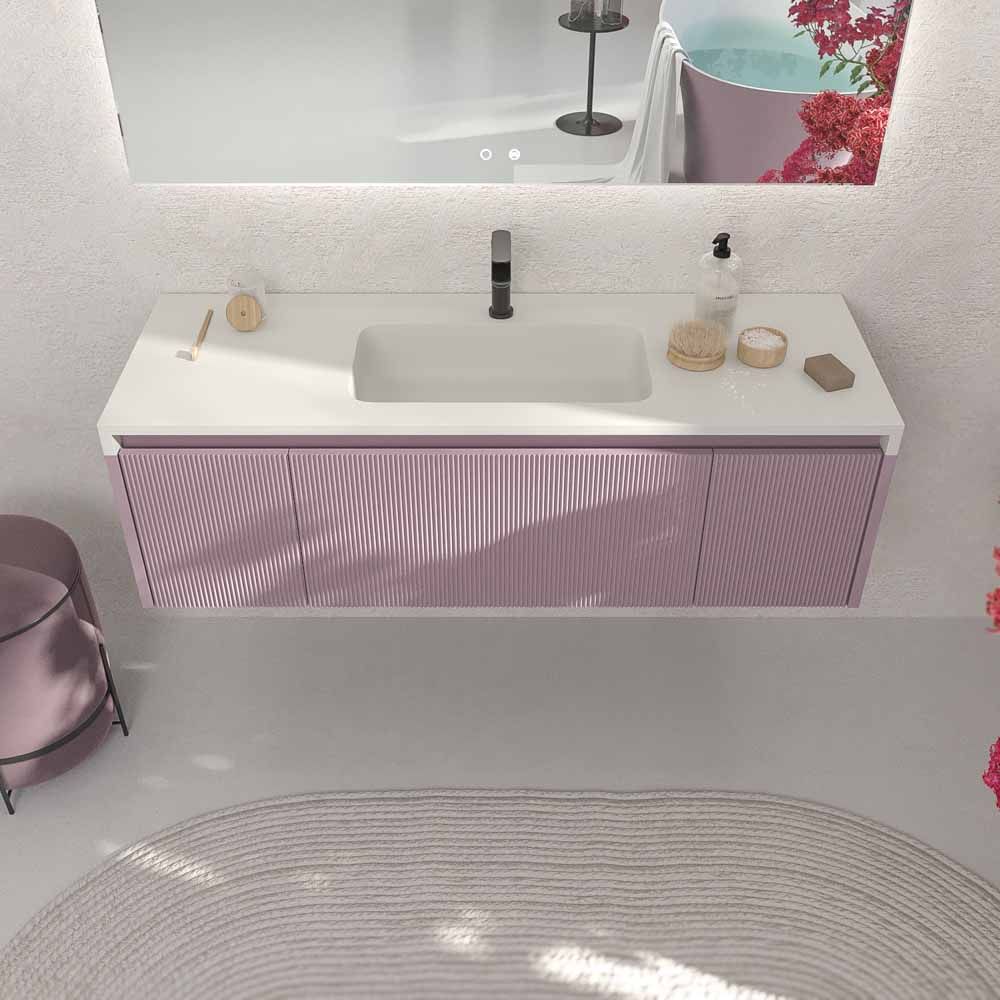 Mueble de baño BINARIO suspendido 3 cajones acabado VIOLETA - Imagen 5