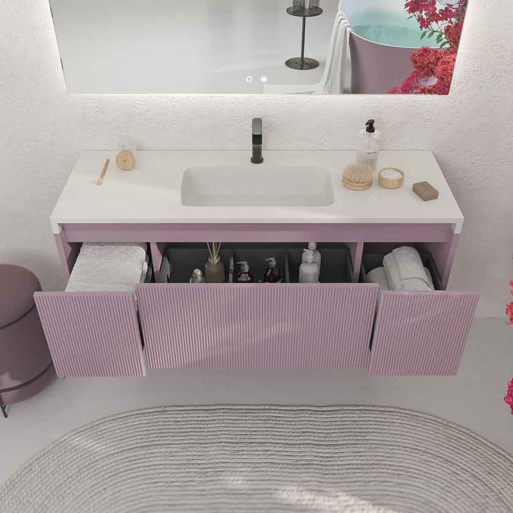 Mueble de baño BINARIO suspendido 3 cajones acabado VIOLETA - Imagen 4