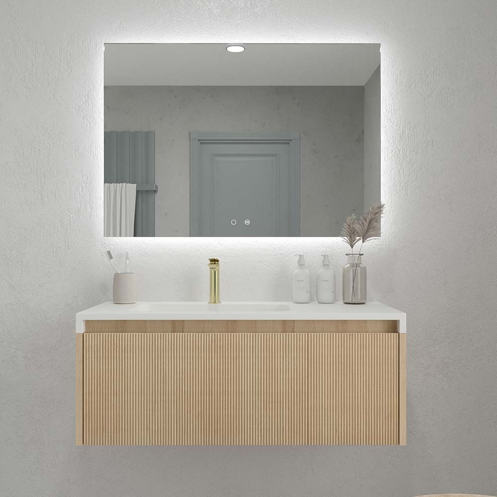 Mueble de baño BINARIO suspendido 2 cajones acabado ROBLE FRANCES claro