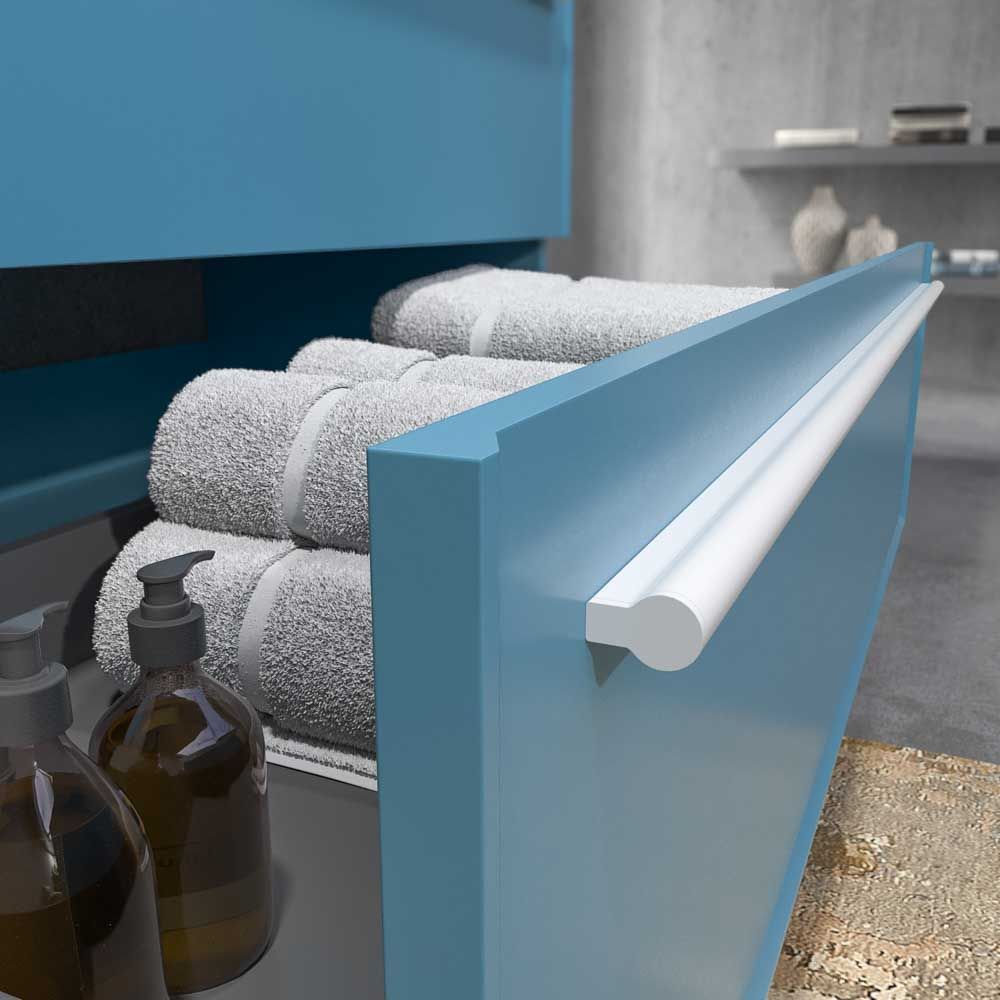 Mueble de baño suspendido 2 cajones BREMA con lavabo Solid Surface AZUL PASTEL - Imagen 2