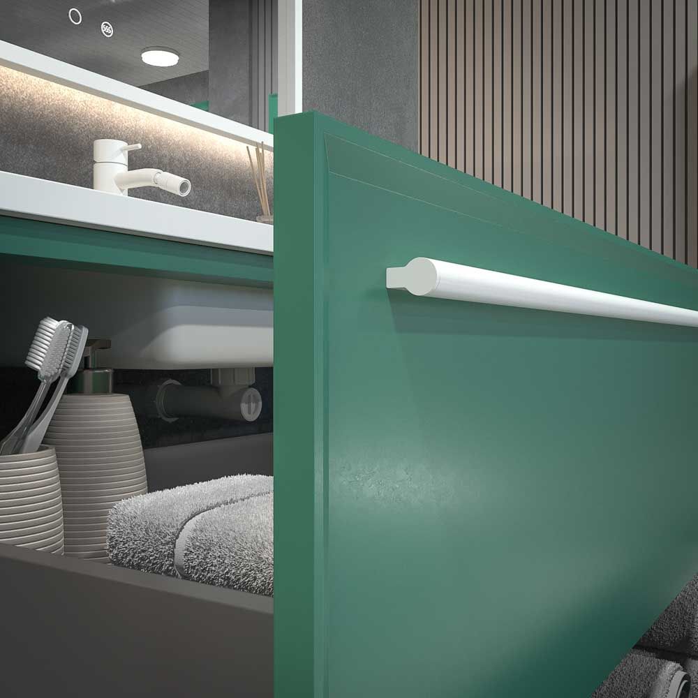 Mueble de baño suspendido 2 cajones BREMA con lavabo Solid Surface VERDE PATINA - Imagen 2