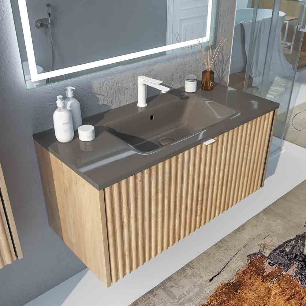 Mueble de baño MILO suspendido 1 cajón acabado ROBLE TEXAS - Imagen 8