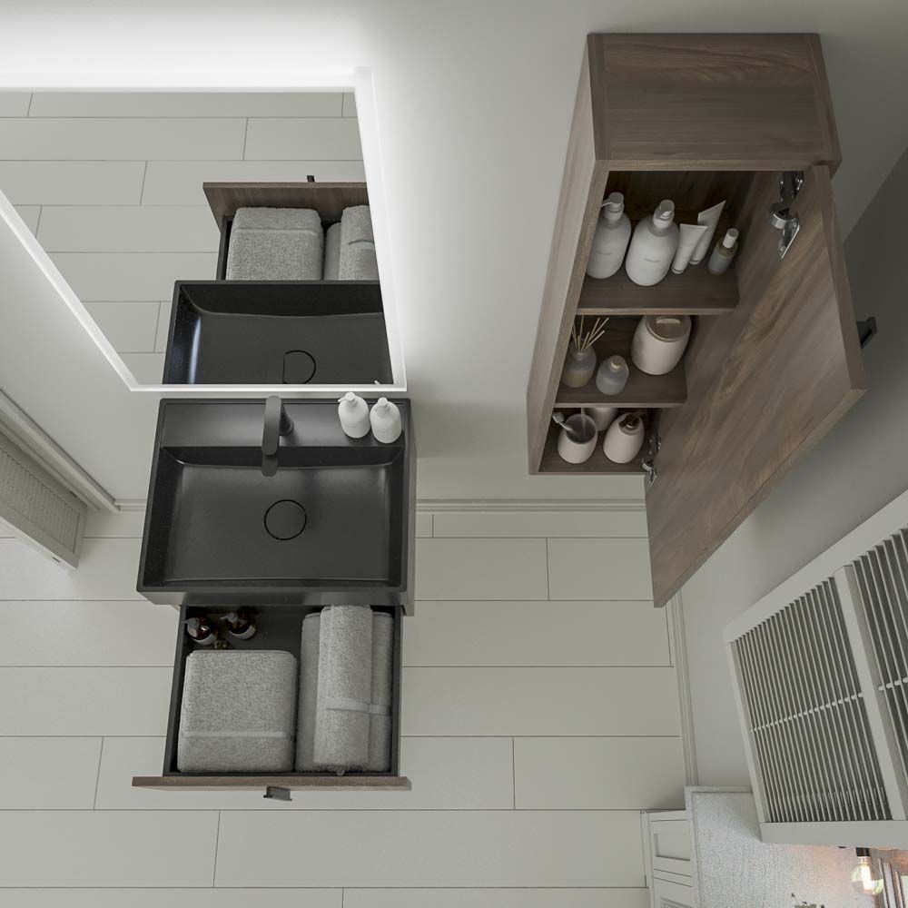 Mueble de baño NORMA suspendido 1 cajón acabado OLMO WABI - Imagen 2