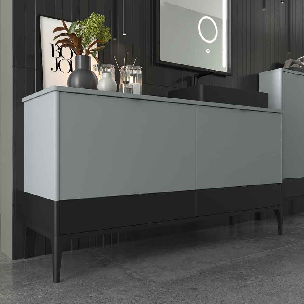 Mueble de baño VICENT con patas 4 cajones encimera Solid Surface con lavabo HORUS - Imagen 2
