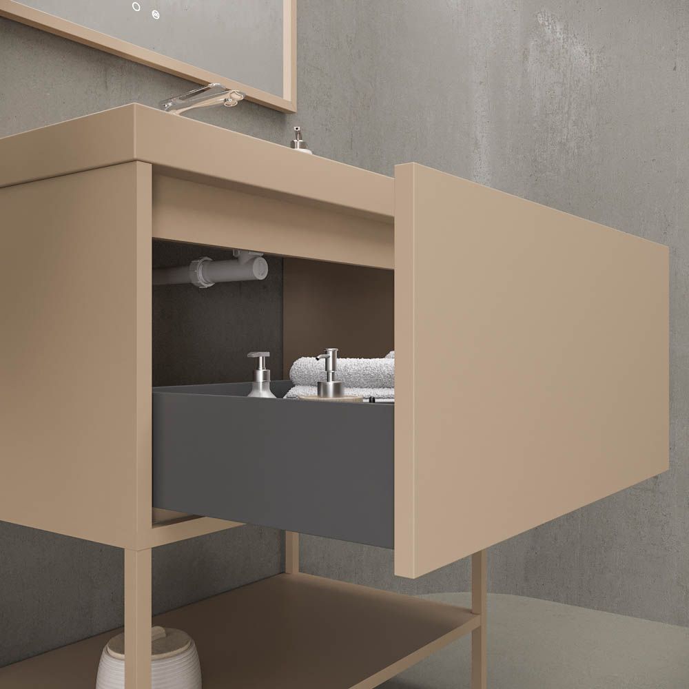 Mueble de baño ELEN con patas 1 cajón - 1 balda inferior MOKA - Imagen 2