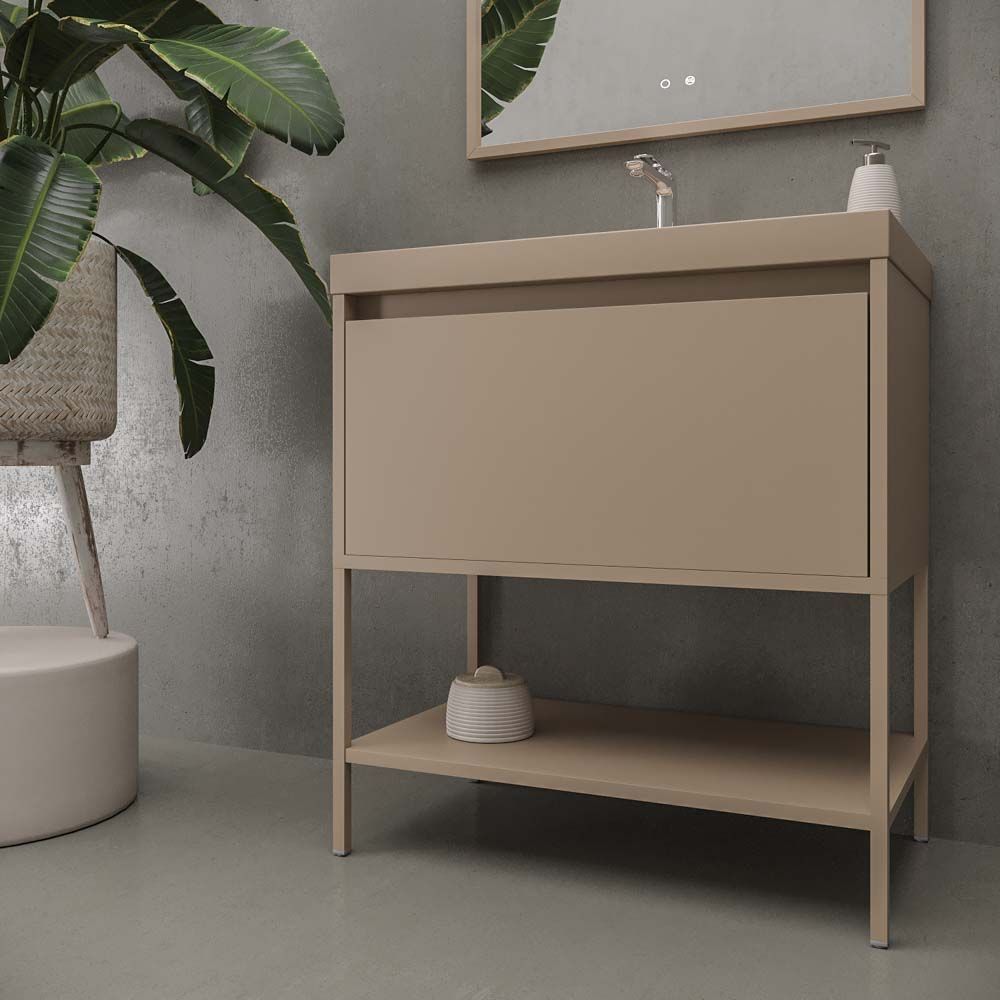 Mueble de baño ELEN con patas 1 cajón - 1 balda inferior MOKA - Imagen 4