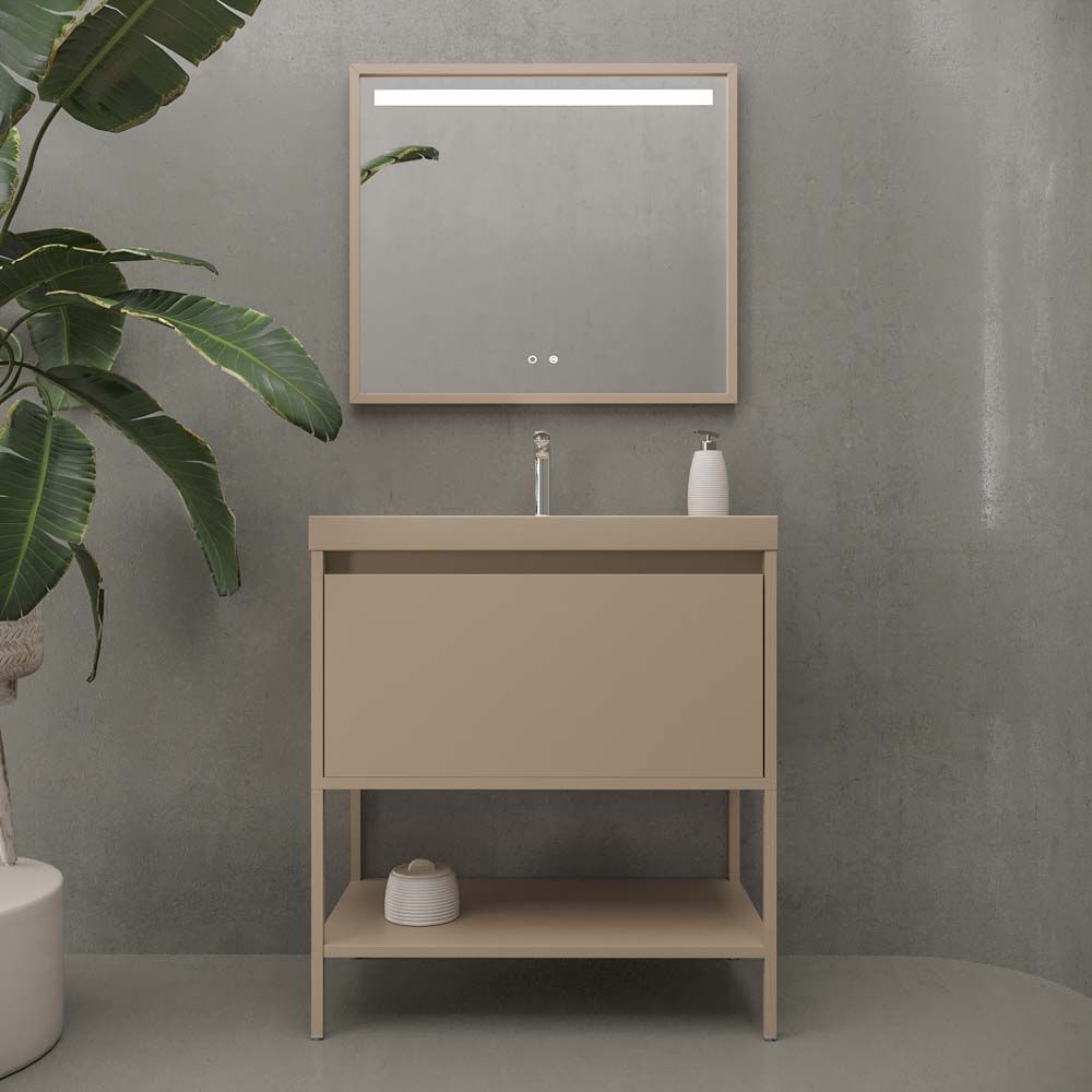 Mueble de baño ELEN con patas 1 cajón - 1 balda inferior MOKA