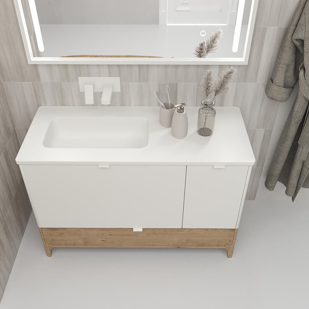 Mueble de baño VICENT con patas 2 cajones / 1 puerta encimera Solid Surface - Imagen 7